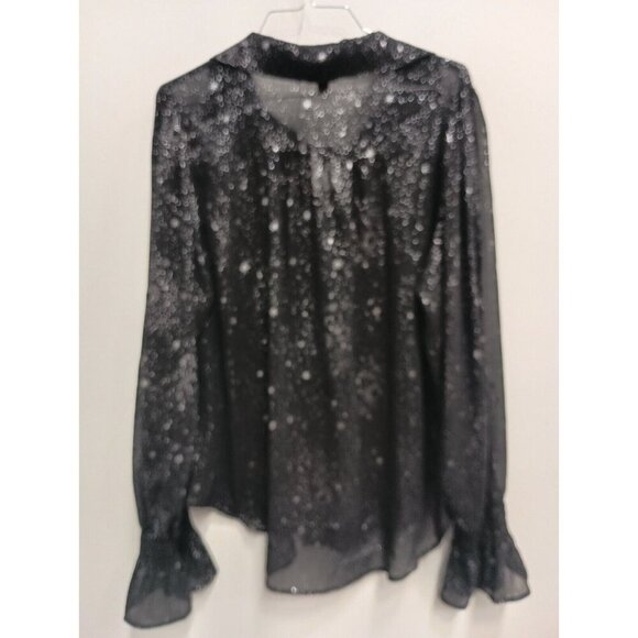 Torrid Womens Black Star Print Tissue Weight Top Size 12 Chiffon Puff Sleeve NEW - Picture 10 of 11